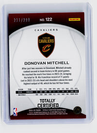 2024-25 Panini Totally Certified Donovan Mitchell #122 Neon Orange Mirror /299 - back