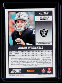 2024 Panini Score Football Aidan O'Connell Base Signatures Auto #147 - back