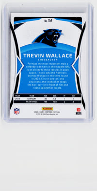 2024 Panini Certified Trevin Wallace Rookie Red #154 /150 Carolina Panthers - back