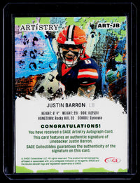 SAGE Collectibles SAGE Artistry Autograph Red Justin Barron ART-JB - back