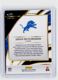 2025 Panini Select Football Aidan Hutchinson Club Level #271 Detroit Lions - back
