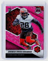 2021 Panini Mosaic Football Jeremiah Owusu-Koramoah Pink Fluorescent Rookie #365 /10 - front