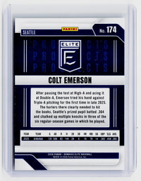 2026 Panini Donruss Elite Baseball Prospects Colt Emerson #174 Seattle Mariners - back