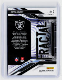 2025 Panini Prizm Football Brock Bowers #6 Green Prizm Las Vegas Raiders - back
