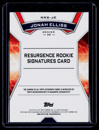 2025 Topps Resurgence Rookie Signatures Jonah Elliss Auto RRS-JE 004/249 - back