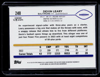 2024 Topps Chrome Football Devin Leary Pink Refractor Rookie #248 - back