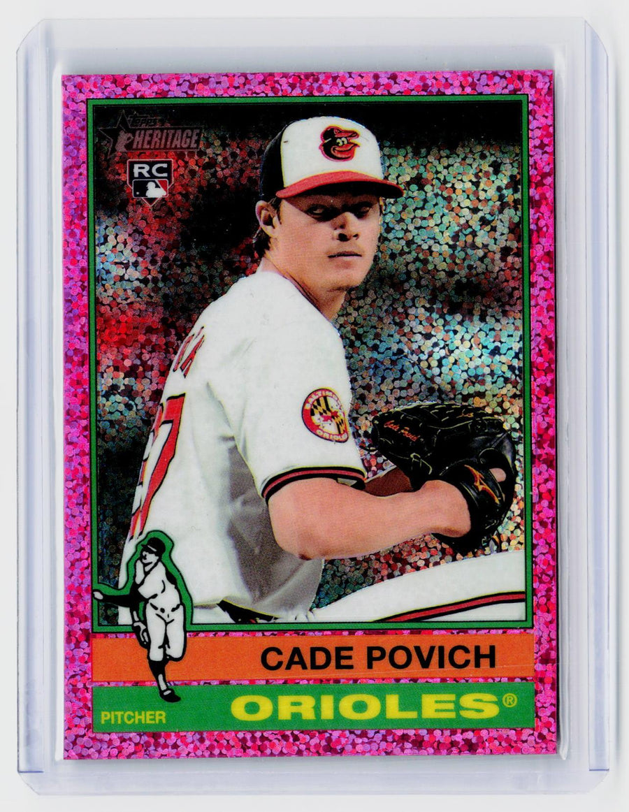 2025 Topps Heritage Cade Povich #219 Pink Sparkle Rookie Card Baltimore Orioles - front