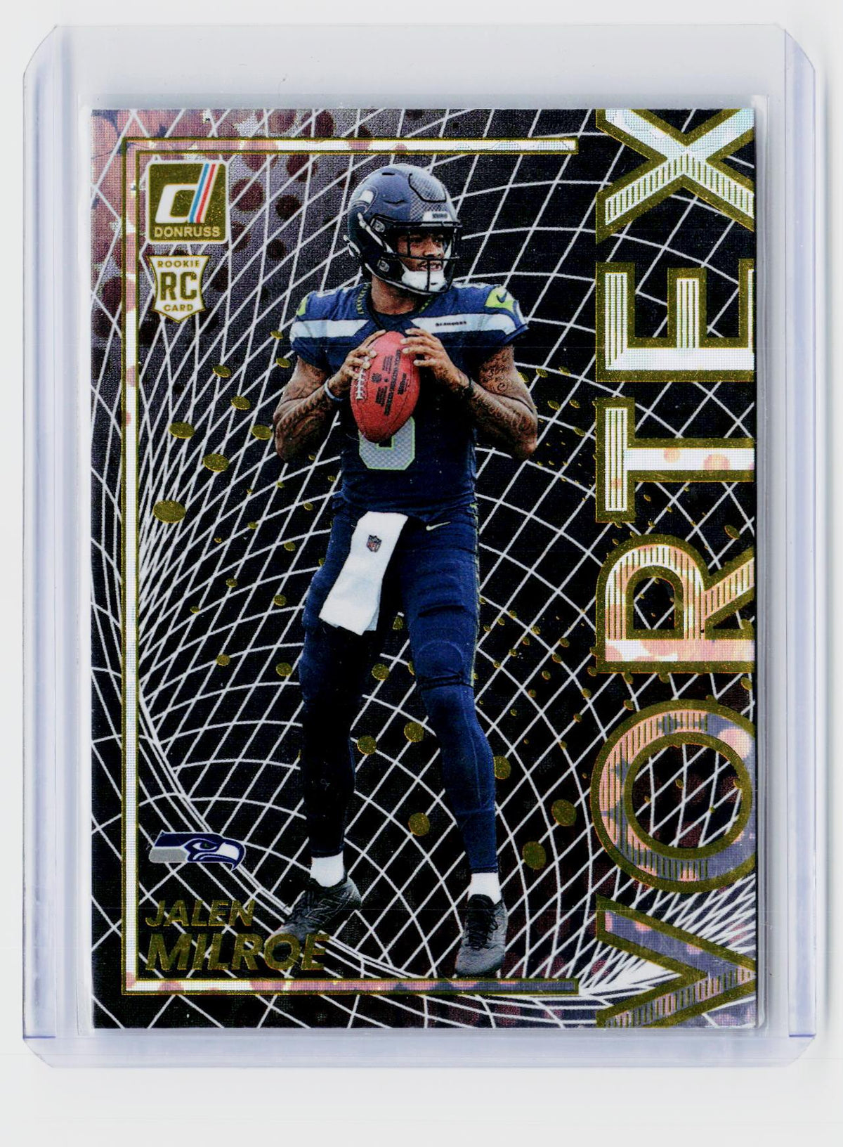 2025 Panini Donruss Vortex Jalen Milroe Rookie Card #12 Seattle Seahawks - front