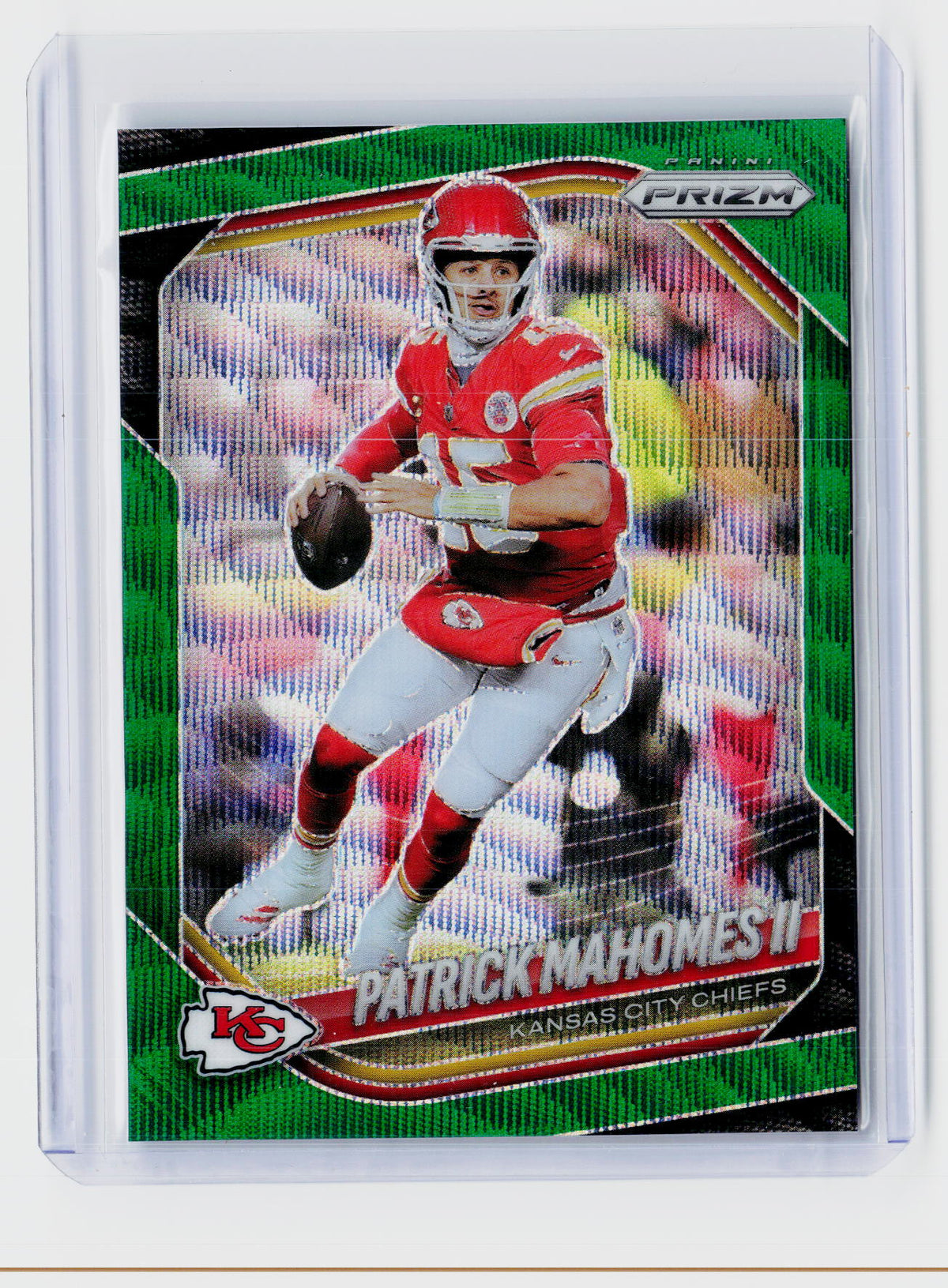 2025 Panini Prizm Football Patrick Mahomes II #26 Green Prizm Kansas City Chiefs - front