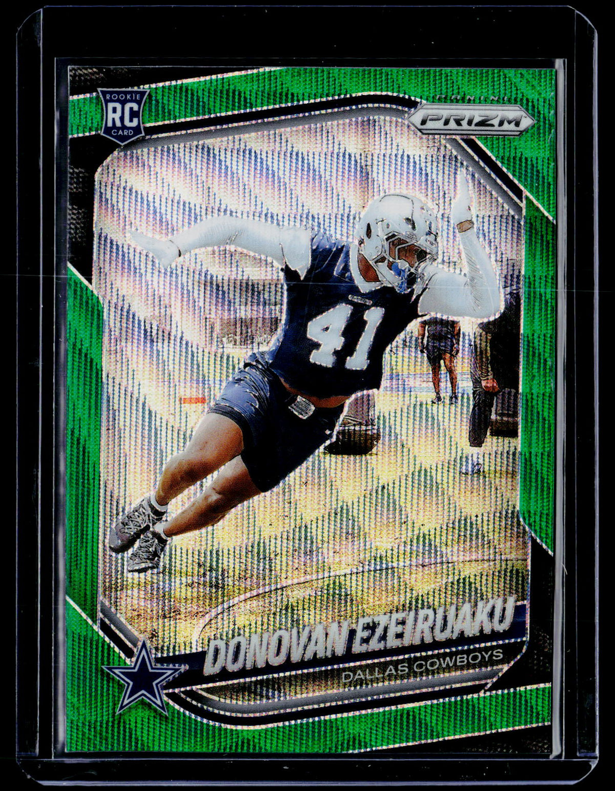 2025 Panini Prizm Football Donovan Ezeiruaku Green Shimmer Rookie Prizm #314 - front