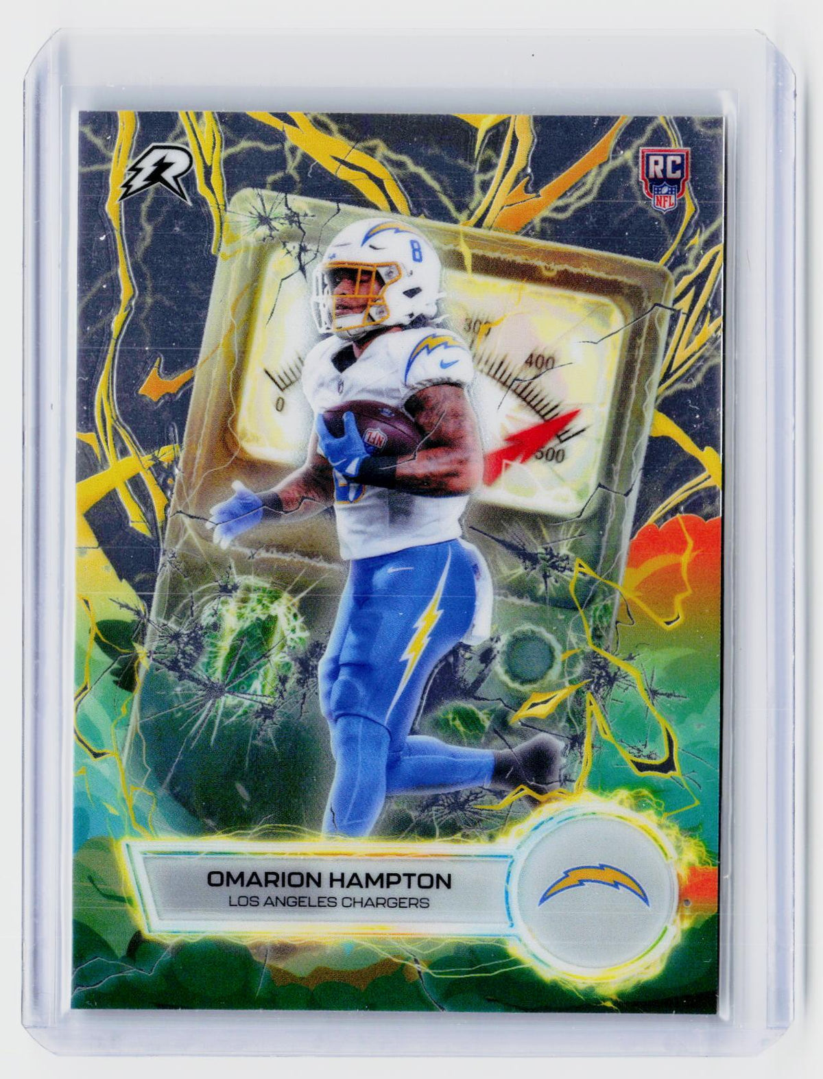 2026 Topps Vortex Omarion Hampton RC VT-9 Los Angeles Chargers - front