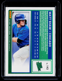 2025 Panini Donruss Baseball Rated Prospect Matt Shaw #143 /250 - back