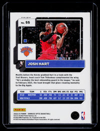 2022-23 Panini Donruss Optic Basketball Josh Hart #55 New York Knicks - back