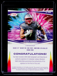 2025 SAGE Autograph High Series Jackson Woodard Auto #A-JW2 UNLV - back