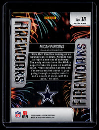 2025 Panini Prizm Football Fireworks Micah Parsons #18 - back