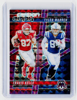 2025 Panini Mosaic Carbon Copy CCO-11 Tyler Warren / Travis Kelce Rookie - front