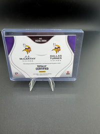 2024 Panini Totally Certified Rookie Dual Swatches J.J. McCarthy / Dallas Turner RDS-MN - back