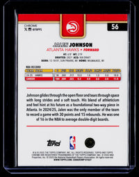 2025 Topps Chrome Basketball Jalen Johnson #56 Atlanta Hawks - back