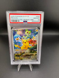 2025 Pokémon SV-P Promo Pikachu #004 PSA 10 Gem Pack Vol.1 Bonus Card - front