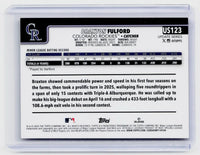 2025 Topps Update Series Braxton Fulford RC Halloween Parallel #US123 Colorado Rockies - back
