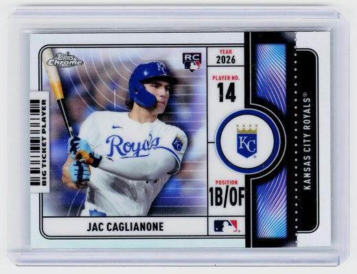 2026 Topps Chrome Big Ticket Player Jac Caglianone RC #BTP-22 Kansas City Royals - front
