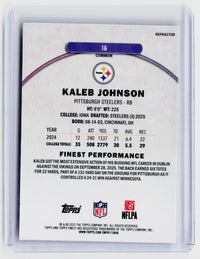 2025 Topps Finest Caleb Johnson Rookie Refractor #16 Pittsburgh Steelers - back