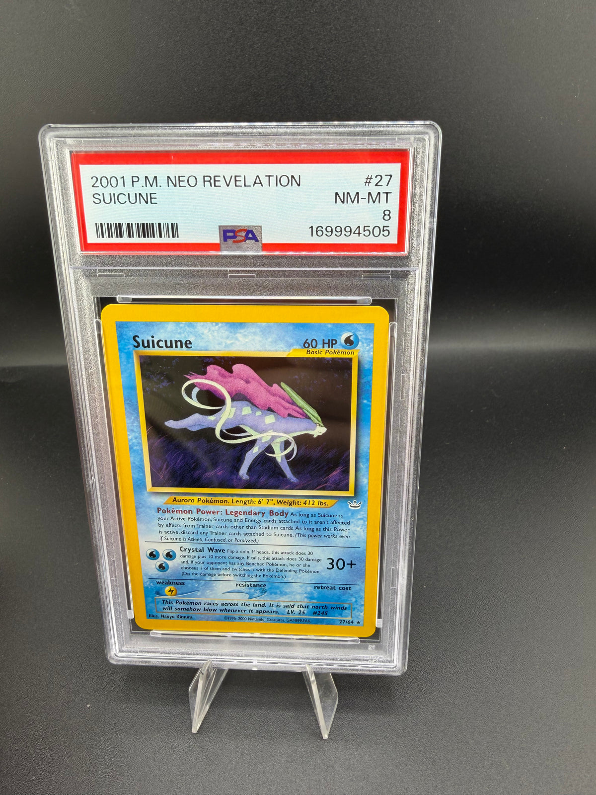2001 Pokémon Neo Revelation Suicune #27 PSA 8 NM-MT - front