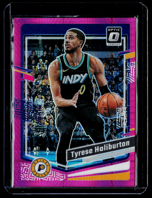 2023-24 Panini Donruss Optic Tyrese Haliburton Hyper Pink Prizm #27 - front