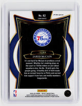 2024-25 Panini Select Basketball Jared McCain RC #82 Concourse Philadelphia 76ers - back