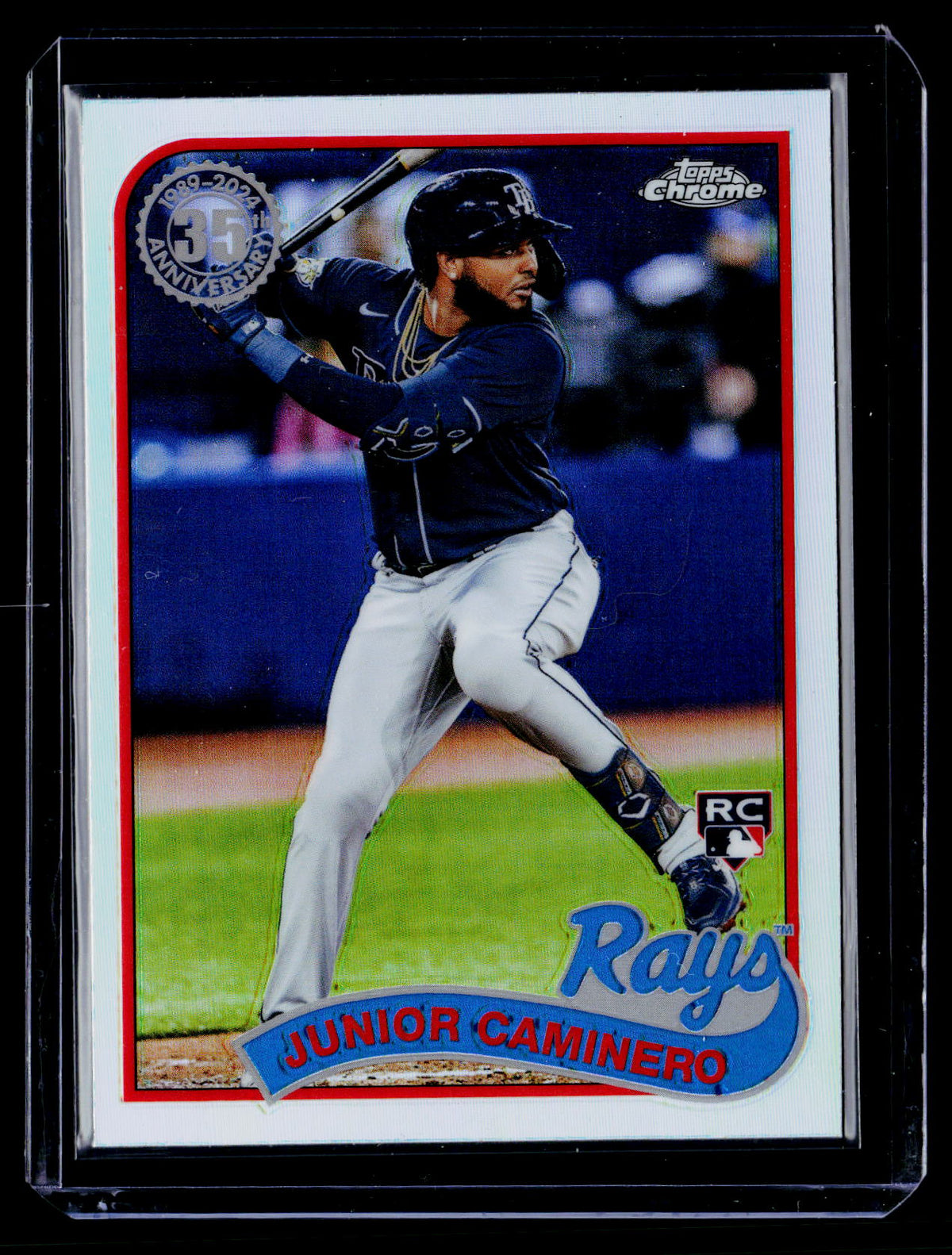 2024 Topps Chrome Update 1989 Topps Baseball 35th Anniversary Junior Caminero RC #89CB-15 Rays - front