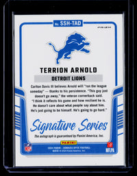 2024 Panini Donruss Optic Football Signature Series Terrion Arnold RC Auto #SSH-TAD - back