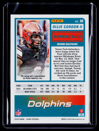 2025 Panini Score Base Rookie Signatures Ollie Gordon II #10 Auto RC - back