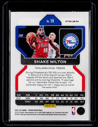 2021-22 Panini Prizm Shake Milton #58 Red White and Blue Prizm - back