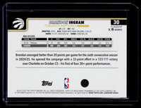 2024-25 Topps Basketball Brandon Ingram Toronto Raptors #30 - back