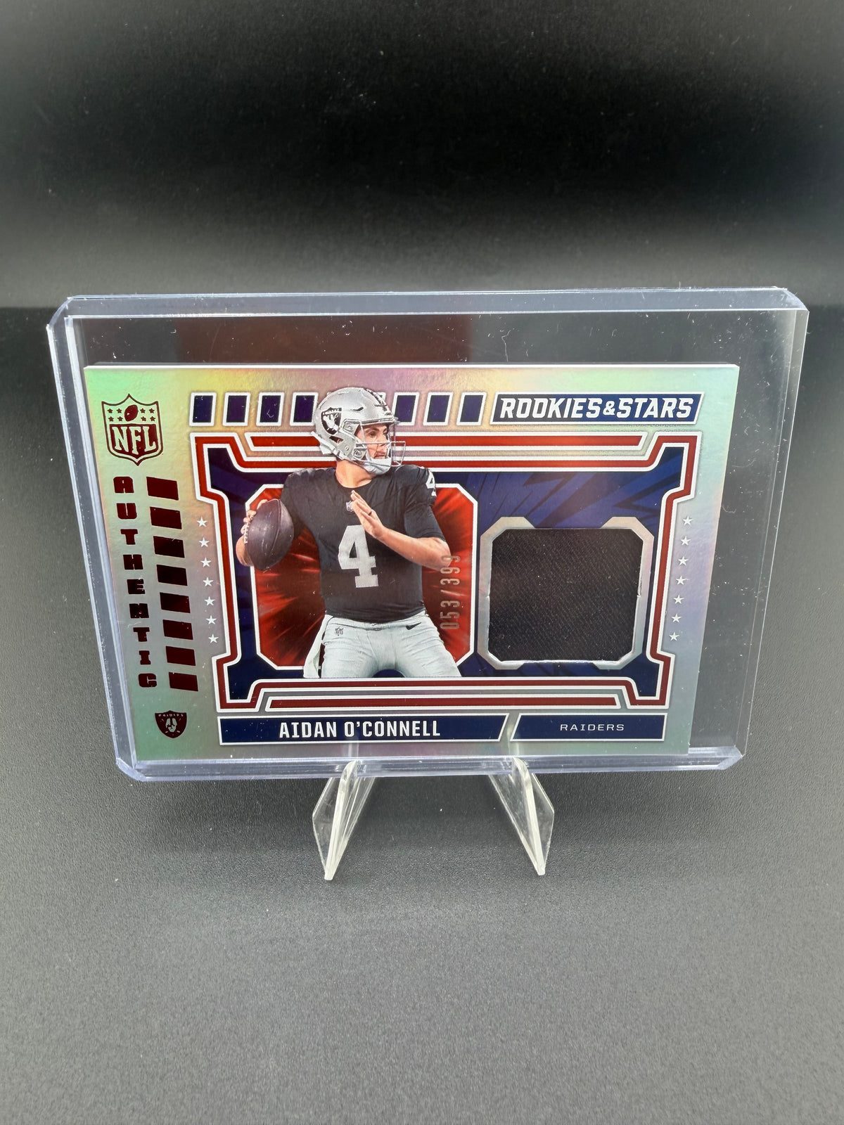 2024 Panini Rookies & Stars Aidan O'Connell Rookie Materials NA-AOL Raiders - front