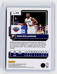 2022-23 Panini Donruss Zion Williamson #164 Green Laser New Orleans Pelicans - back