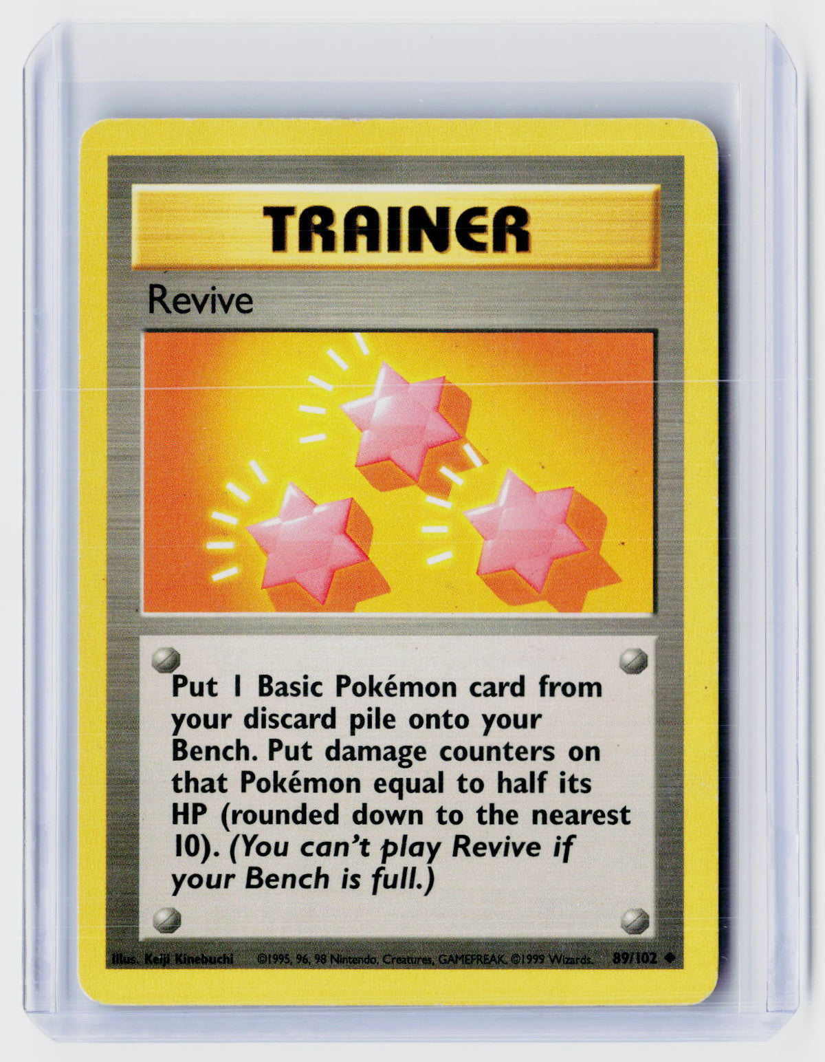 1999 Pokémon Base Set Revive Trainer 89/102 Unlimited - front
