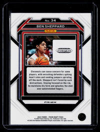 2023 Panini Prizm Draft Picks Ben Sheppard #34 Red Prizm Rookie Card - back