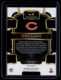 2023 Panini Select Football Tyson Bagent RC #18 Concourse Chicago Bears - back
