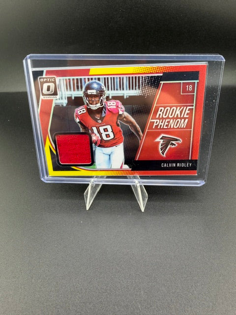 2018 Panini Donruss Optic Rookie Phenom Calvin Ridley RP-CR Rookie Memorabilia Card - front