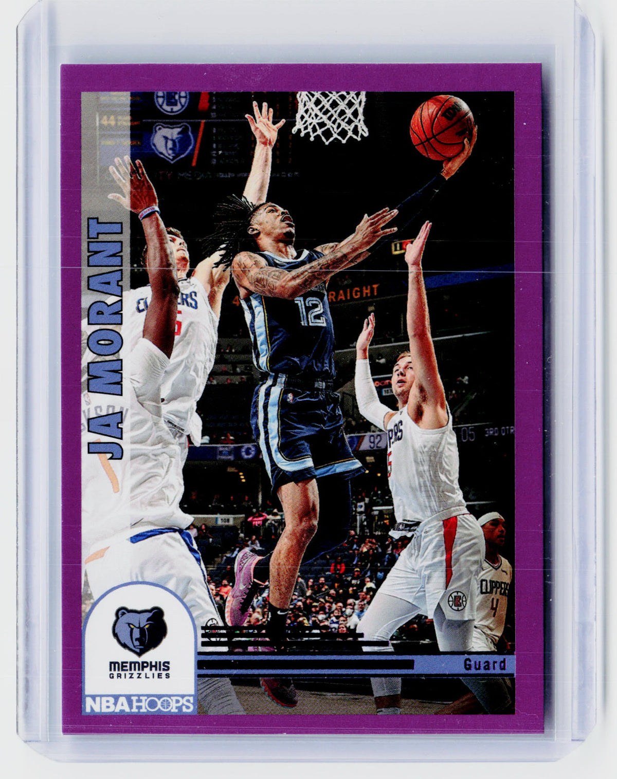 2022-23 Panini Hoops Ja Morant Purple #289 Memphis Grizzlies - front