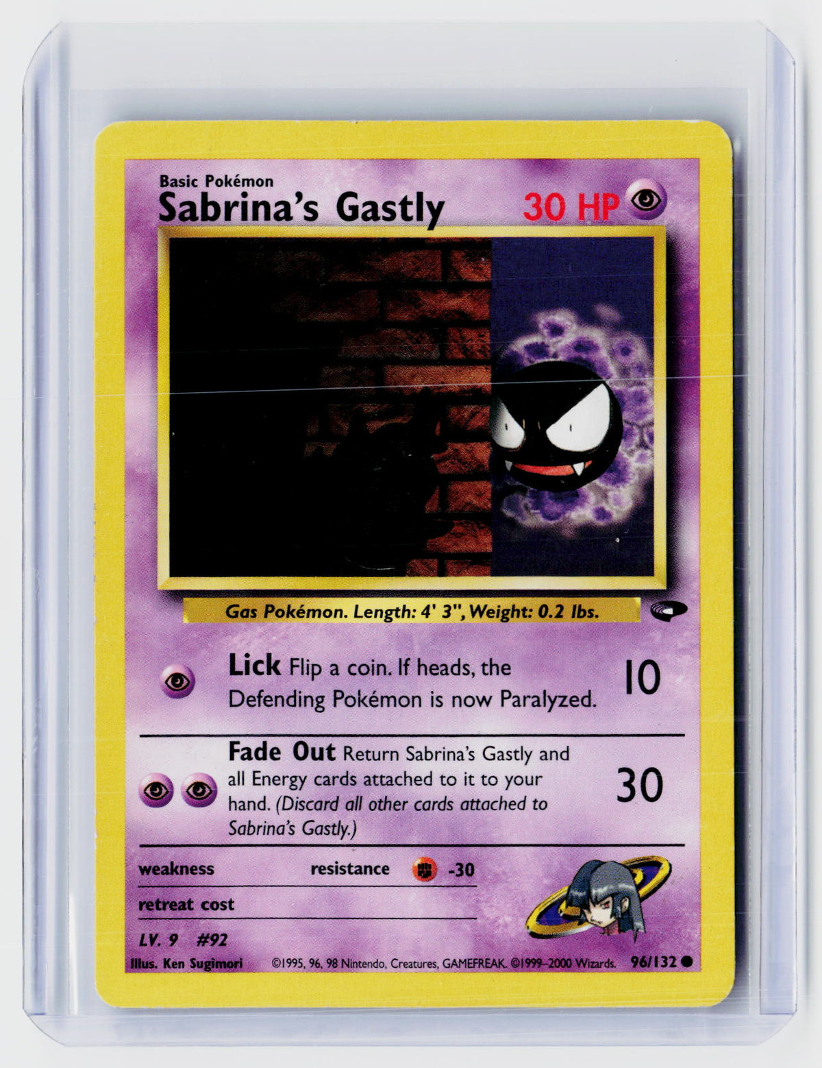 2000 Pokémon Gym Heroes Sabrina's Gastly 96/132 - front