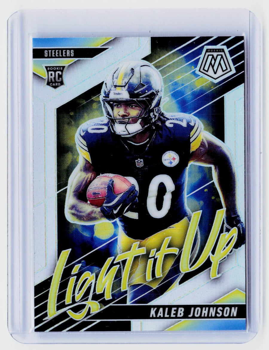2025 Panini Mosaic Football Light It Up Caleb Johnson RC #6 Pittsburgh Steelers - front