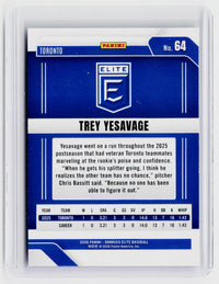 2026 Panini Donruss Elite Baseball Trey Yesavage Rookie Card #64 Toronto Blue Jays - back