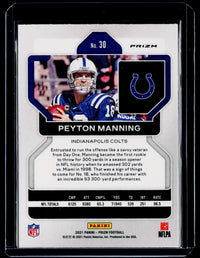 2021 Panini Prizm Football Peyton Manning #30 Indianapolis Colts - back