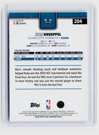 2025 Topps Basketball Kon Knueppel RC #204 Charlotte Hornets - back