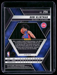 2024-25 Panini Mosaic Basketball Bobi Klintman Rookie Card #226 Detroit Pistons - back