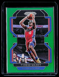 2021-22 Panini Prizm Green Prizm Tyrese Maxey #28 Philadelphia 76ers - front