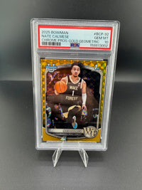2025 Bowman Chrome Gold Geometric Prospects Nate Calmese /50 PSA 10 - front