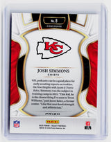 2025 Panini Select Football Josh Simmons Pink Prizm Rookie Card #8 Kansas City Chiefs - back